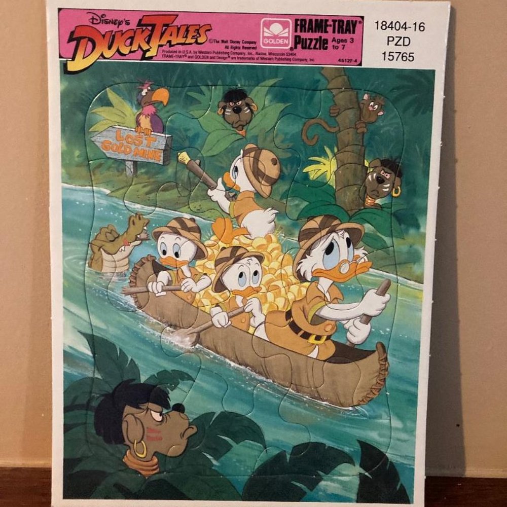 Vintage Disney Duck Tales Frame-Tray Puzzle Cardboard Golden 12 Pieces Donald